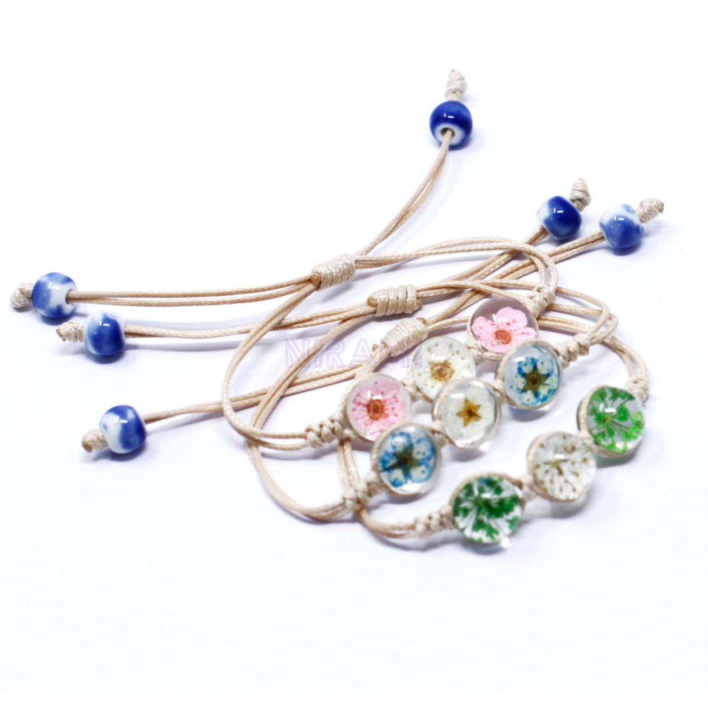 Tri-Flower Braclet Pressed Flowers 
