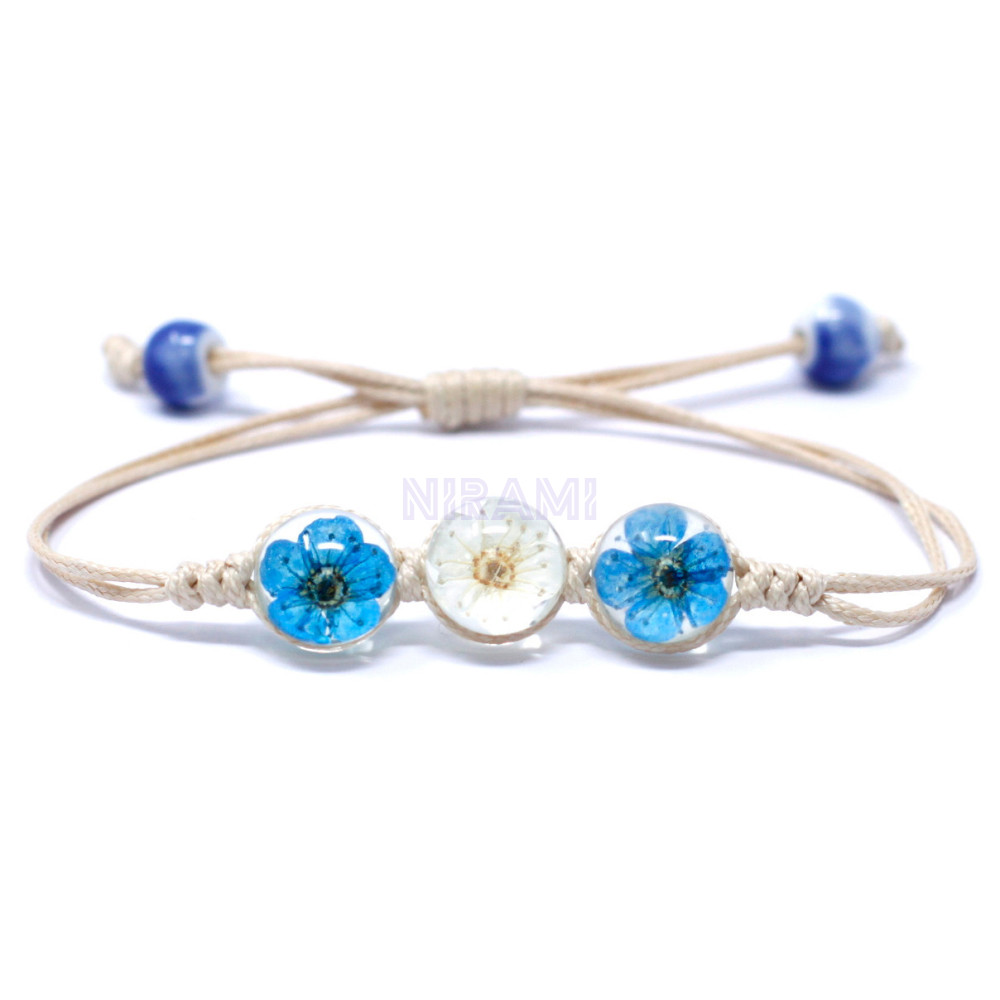 Tri-Flower Braclet Pressed Flowers 