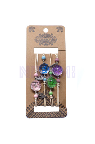 Pulsera Bonita de flores prensadas y hojas 