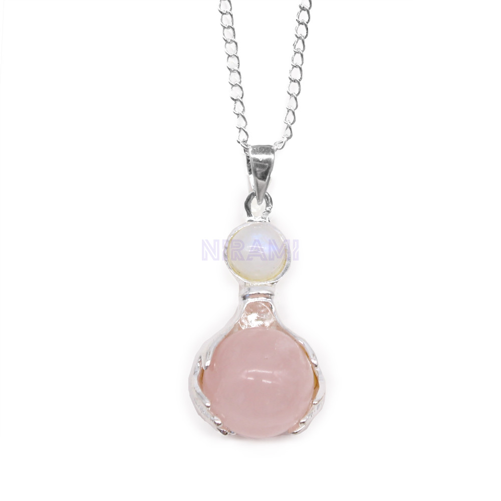 Cuarzo Rosa Colgante de Manos Curativas de Piedras Preciosas