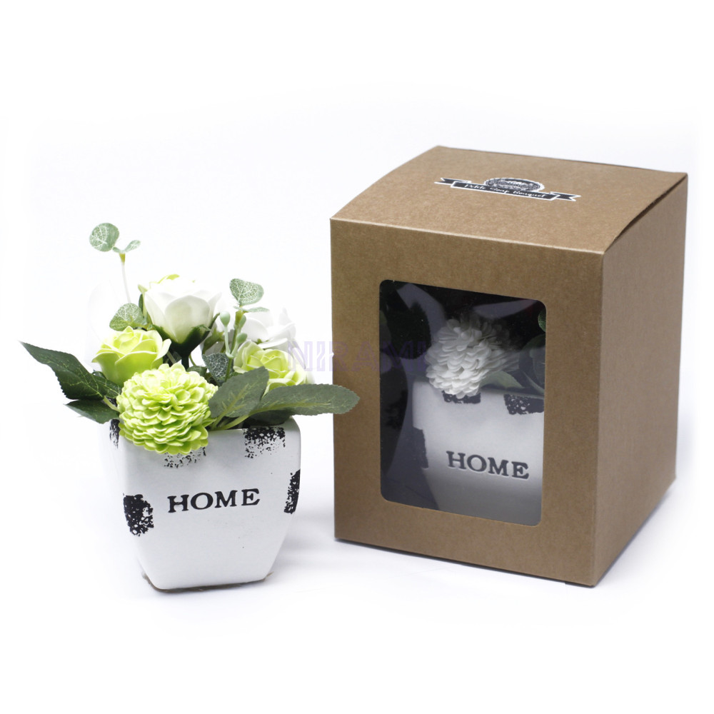 Maceta de regalo Bouquet flores jabón Petite - Azul Relajante