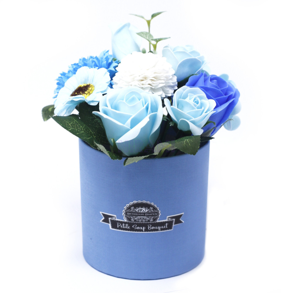 Maceta de regalo Bouquet flores jabón Petite - Azul Relajante
