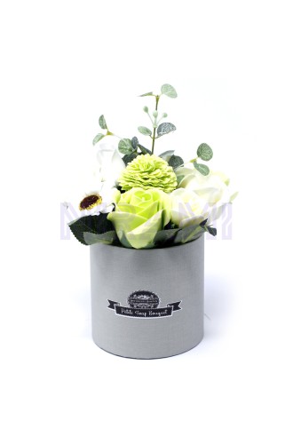 Maceta de regalo flores jabón Bouquet Petite - Verde Pastel