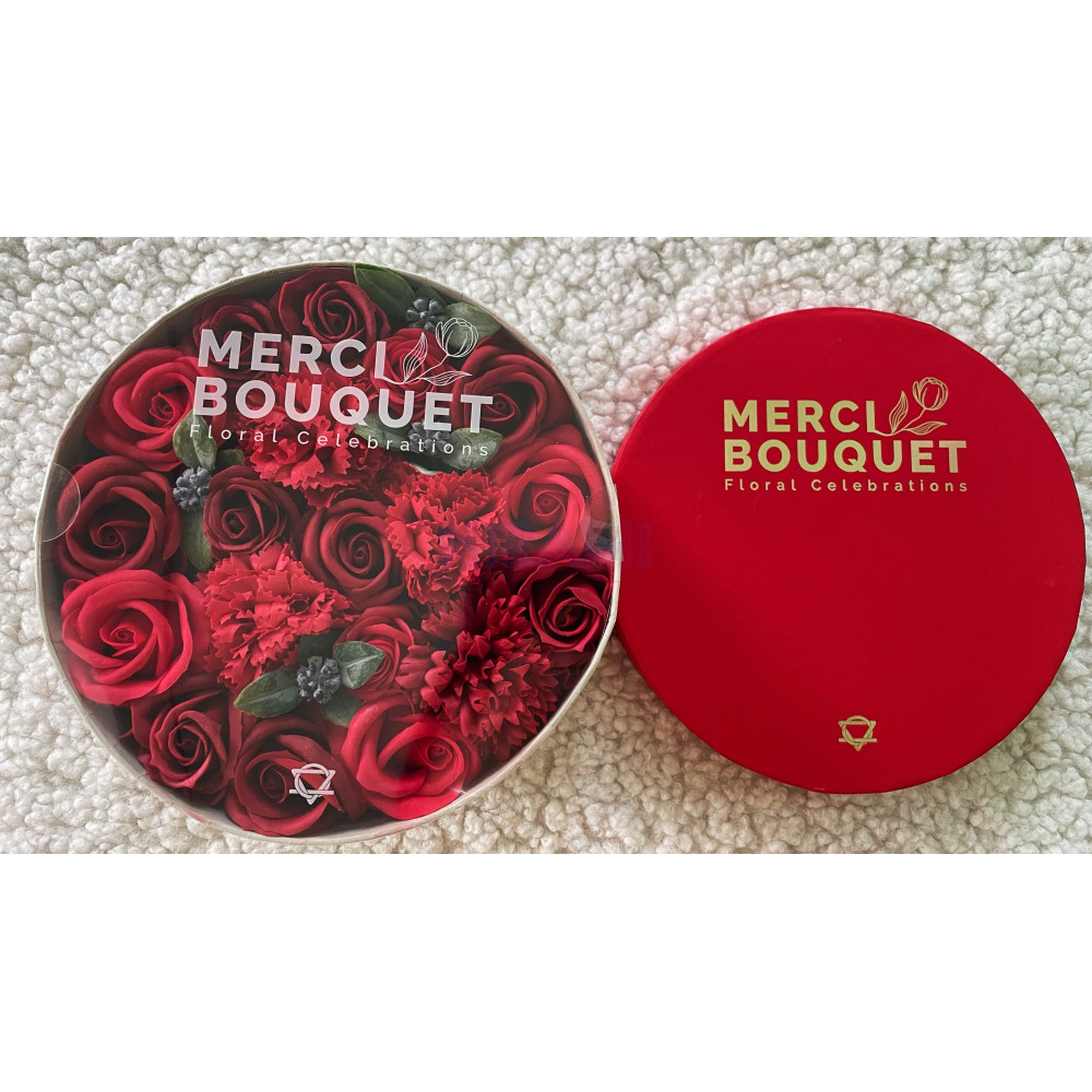 Rosas Rojas Clásicas Caja Regalo Redonda Flores Jabón
