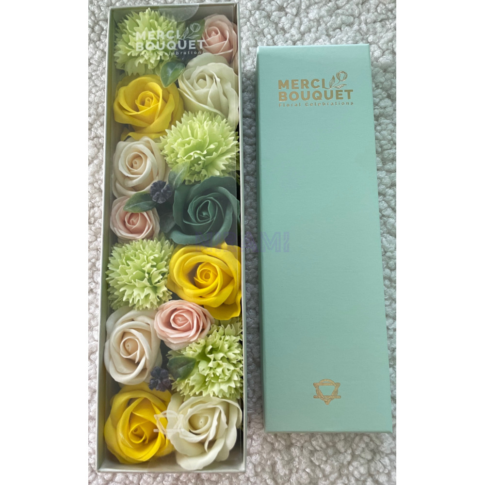 Celebraciones Primavera Amarillo y Verdes Caja Regalo Larga Flores de Jabón