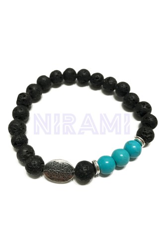 Hoja - Turquesa Pulsera de Piedra de Lava 