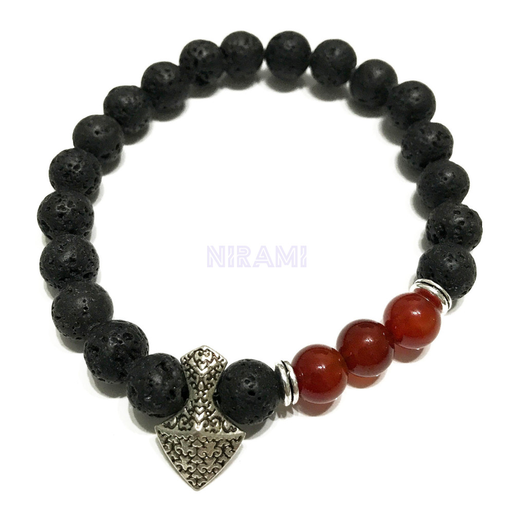 Hacha - Cornalina Pulsera de Piedra de Lava