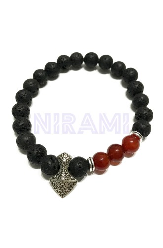 Hacha - Cornalina Pulsera de Piedra de Lava