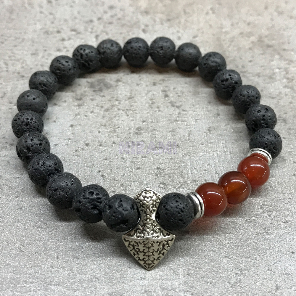 Hacha - Cornalina Pulsera de Piedra de Lava