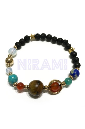 Sistema solar - Oro Pulsera de Piedra de Lava 