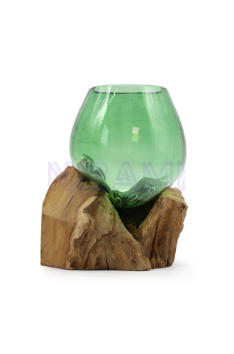 Botellas de cerveza recicladas - Tazón pequeño en madera