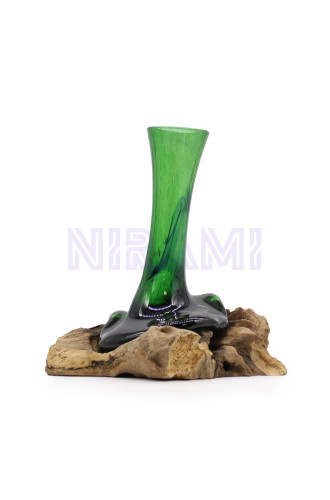 Botellas de cerveza recicladas - Vase de flor en madera