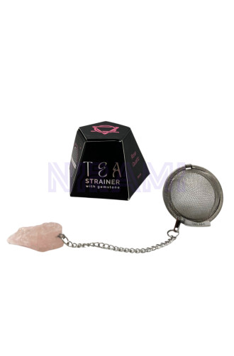 Cuarzo rosa colador de té de piedras preciosas de cristal crudo 