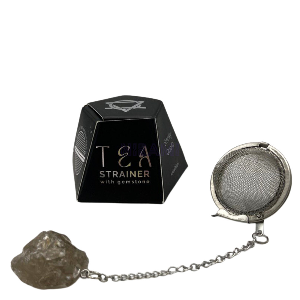Cuarzo ahumado colador de té de piedras preciosas de cristal crudo 