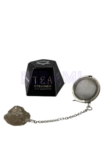 Cuarzo ahumado colador de té de piedras preciosas de cristal crudo 