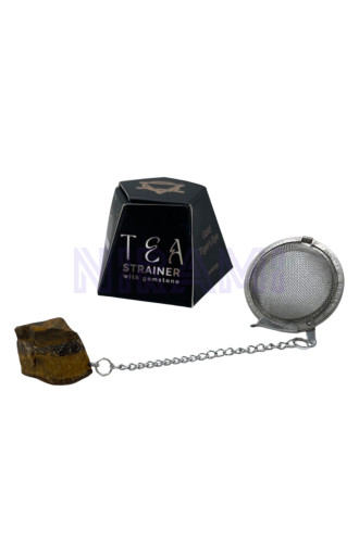 Ojo de tigre dorado colador de té de piedras preciosas de cristal cru…