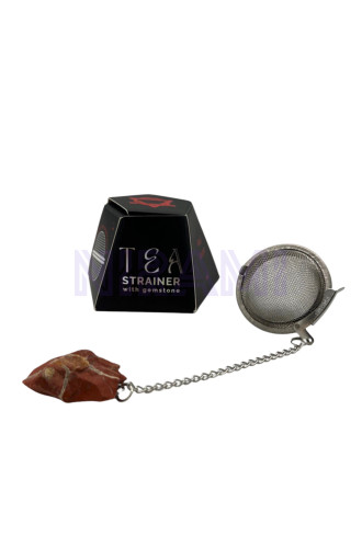 Jaspe rojo colador de té de piedras preciosas de cristal crudo 