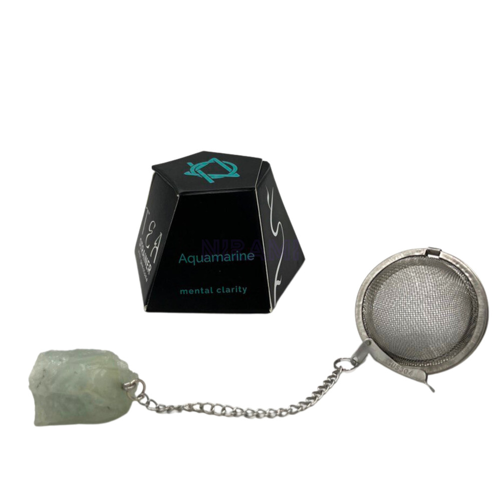 Aguamarina colador té piedras preciosas de cristal crudo