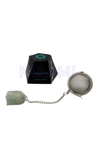Aguamarina colador té piedras preciosas de cristal crudo