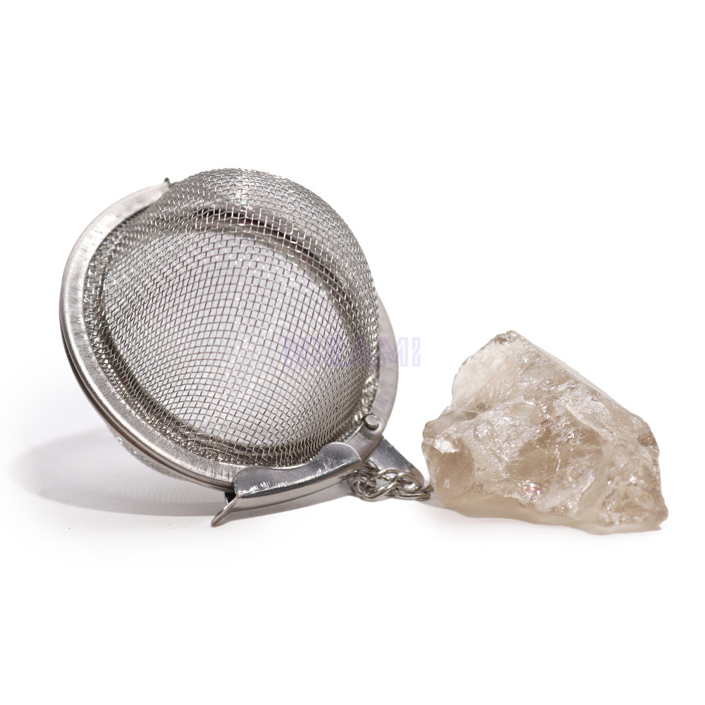 Cuarzo ahumado colador de té de piedras preciosas de cristal crudo 