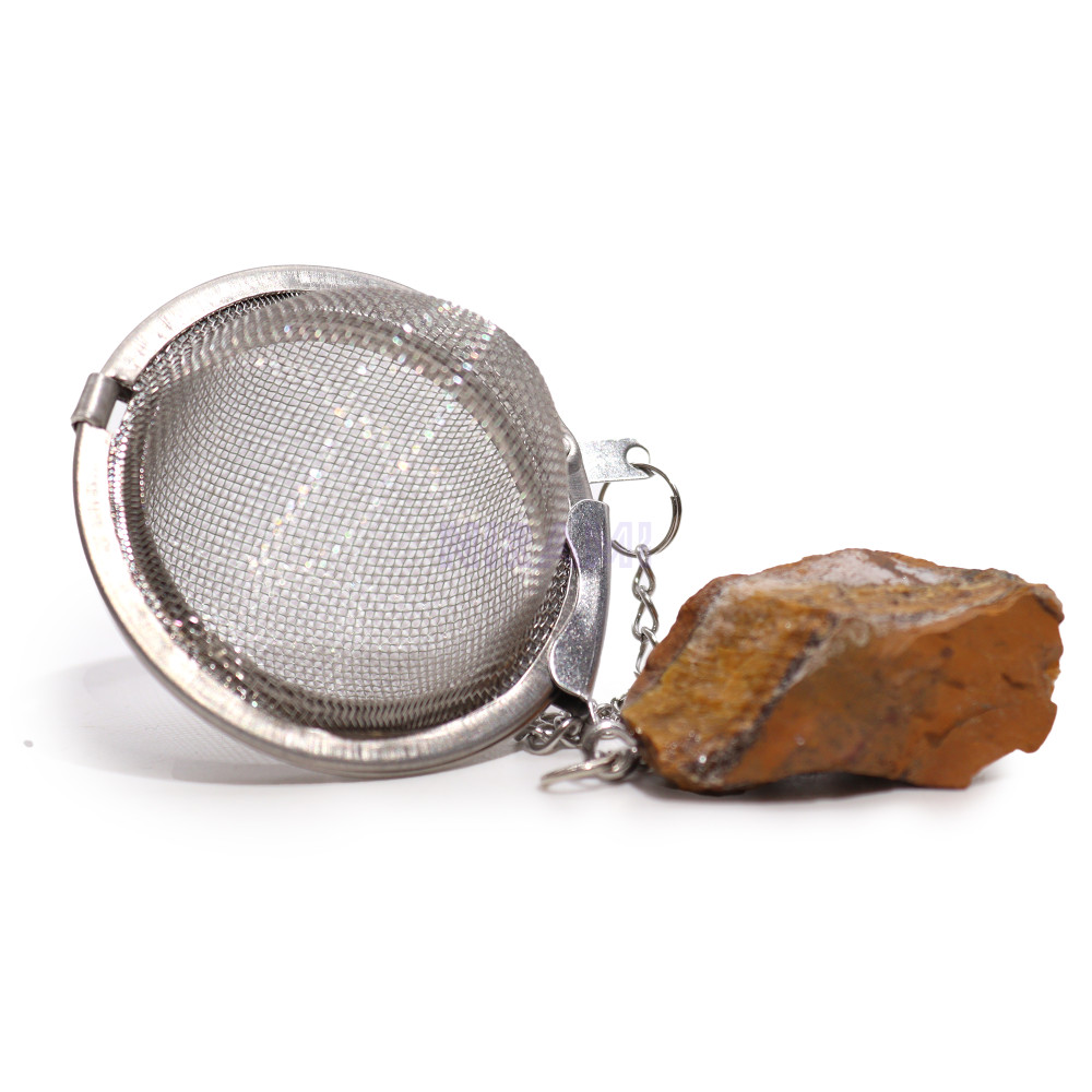 Ojo de tigre dorado colador de té de piedras preciosas de cristal crudo 