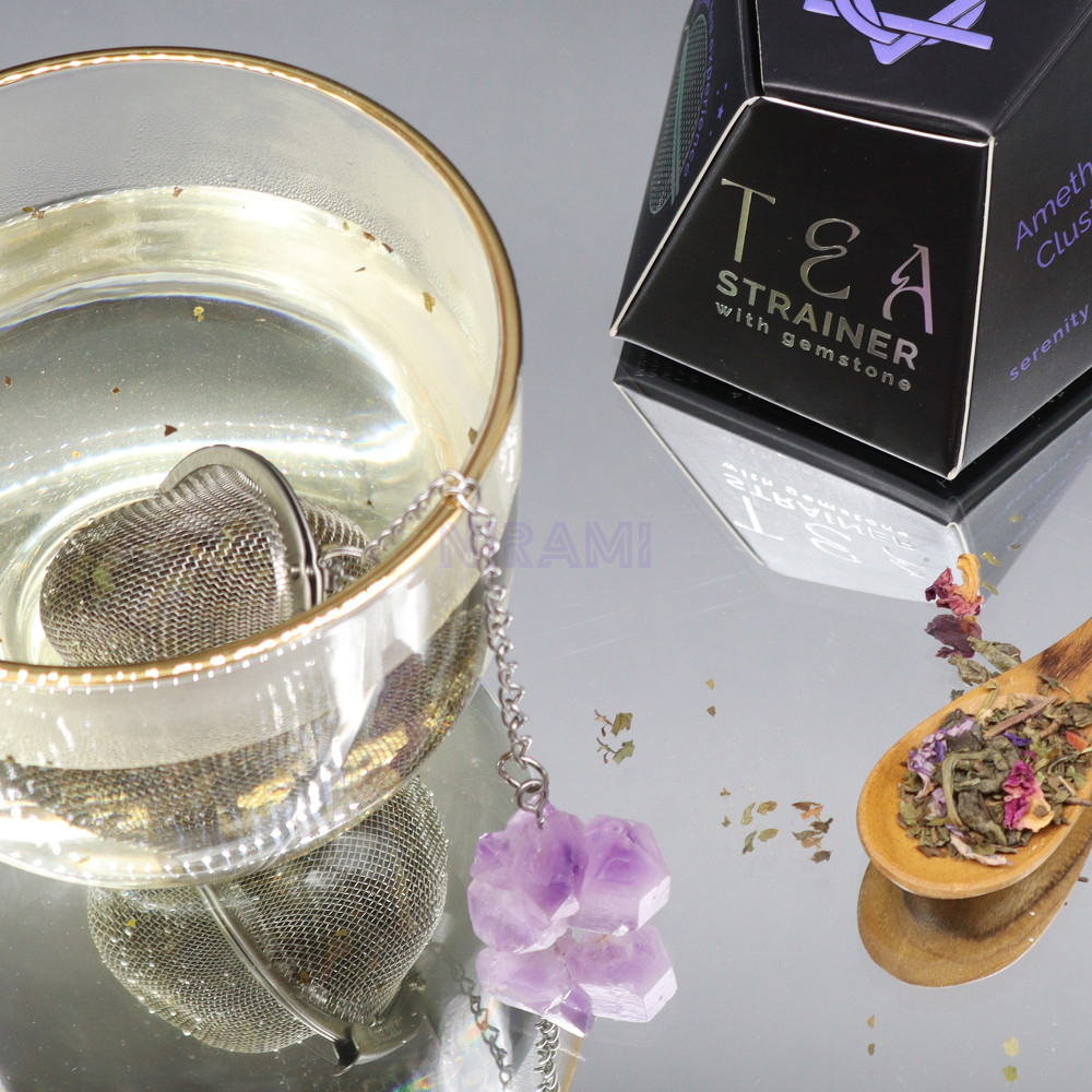 Amatista colador té piedras preciosas de cristal crudo