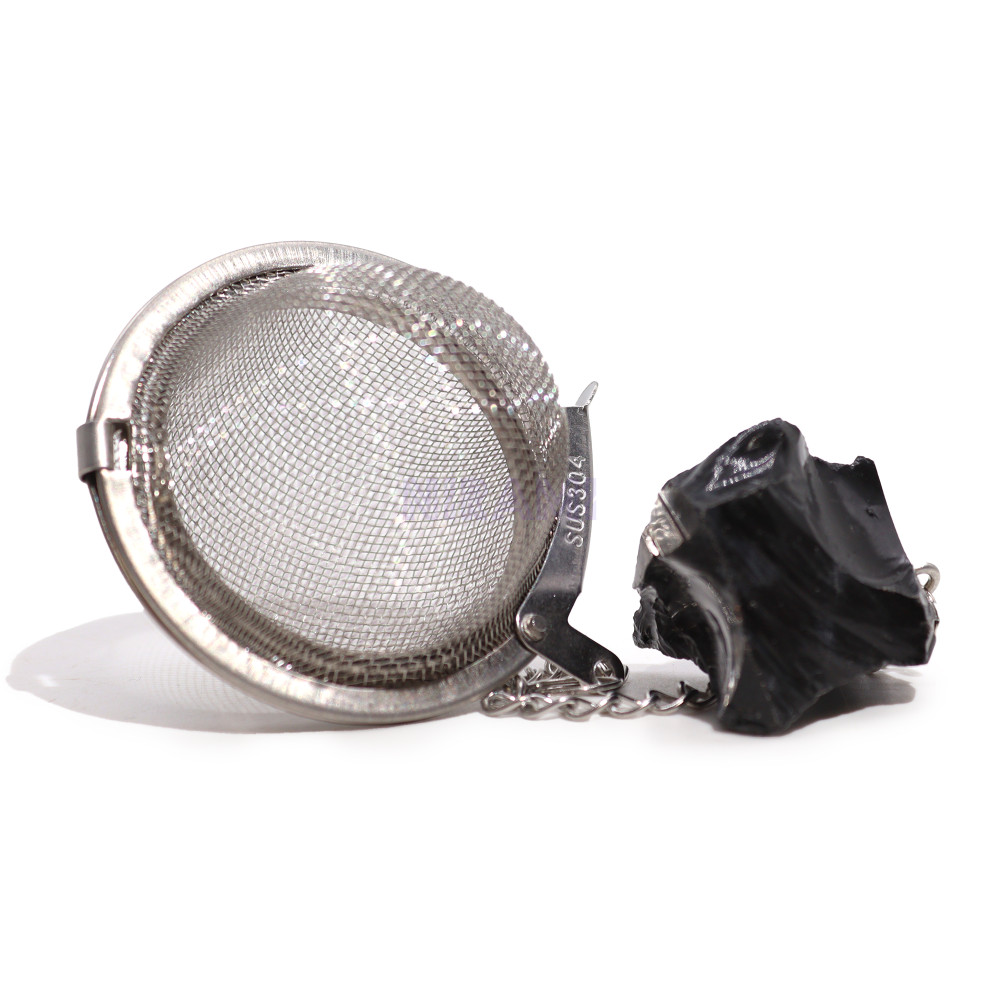Obsidiana negra colador té piedras preciosas de cristal crudo