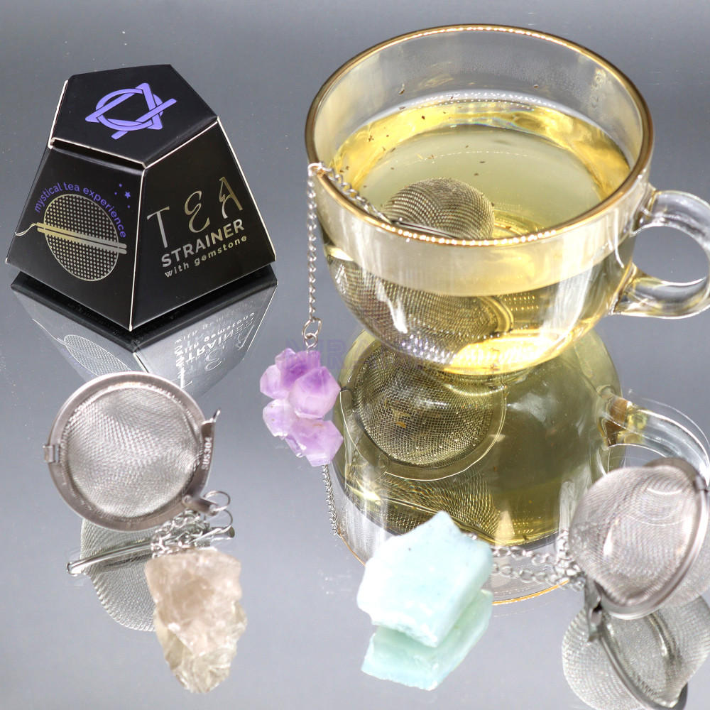 Aguamarina colador té piedras preciosas de cristal crudo