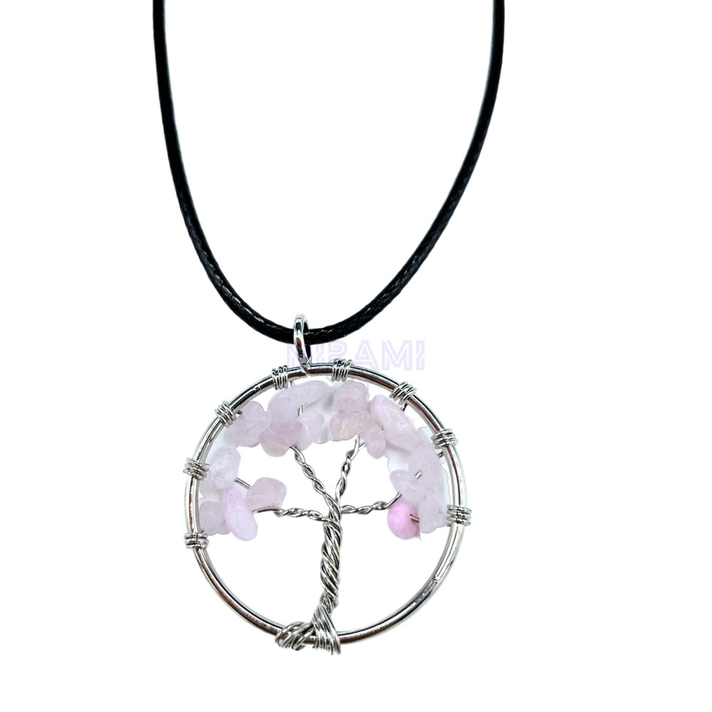 Cuarzo Rosa - Colgante Árbol de la Vida 