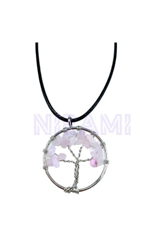Cuarzo Rosa - Colgante Árbol de la Vida 