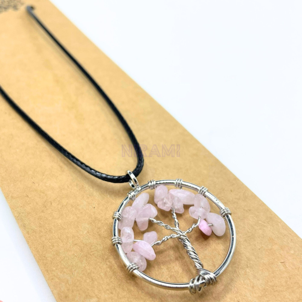Cuarzo Rosa - Colgante Árbol de la Vida 