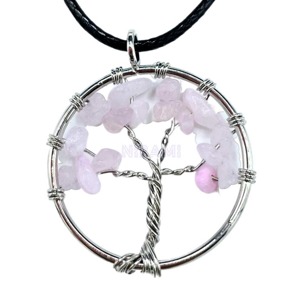 Cuarzo Rosa - Colgante Árbol de la Vida 