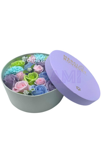 Bendiciones Bebe Azules Caja Regalo Redonda Flores Jabón 