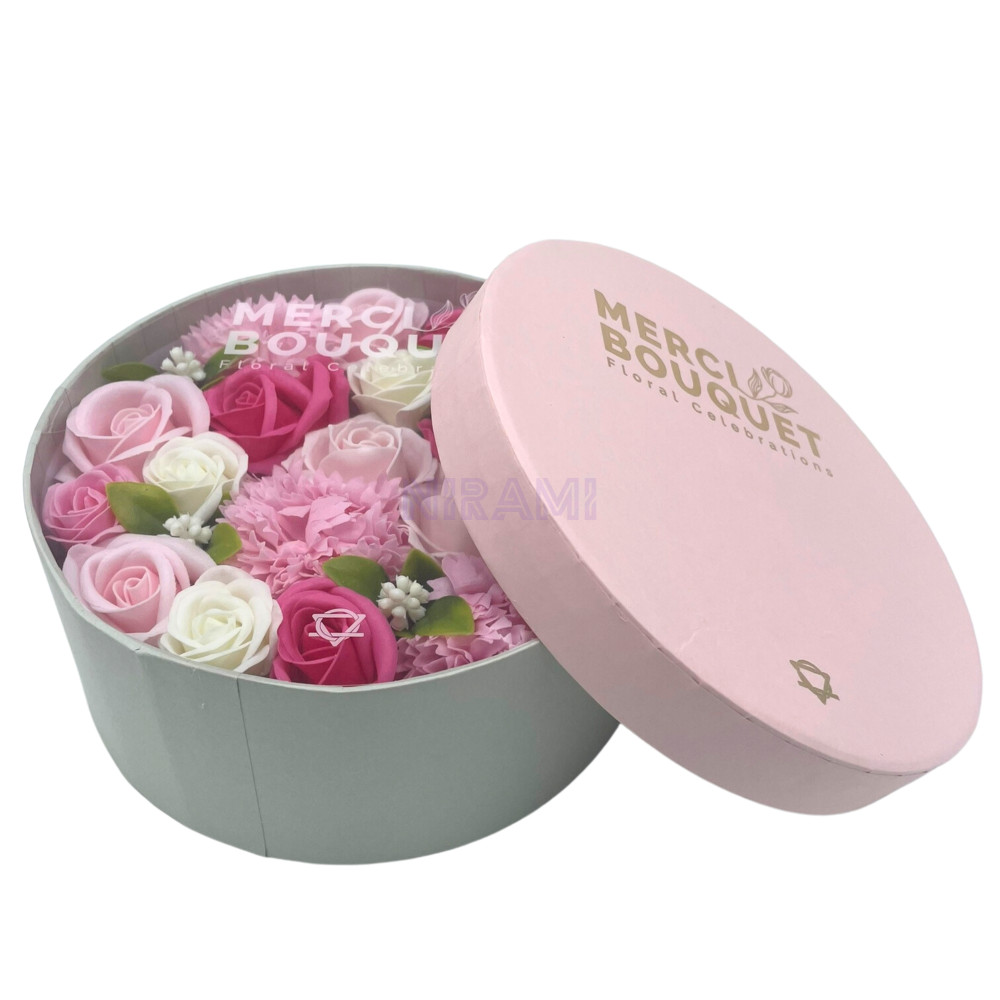 Bendiciones Bebe Rosas Caja Regalo Redonda Flores Jabón 