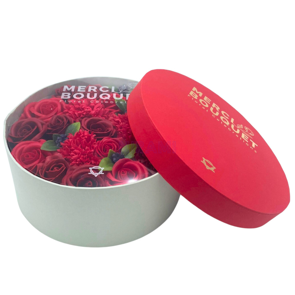 Rosas Rojas Clásicas Caja Regalo Redonda Flores Jabón