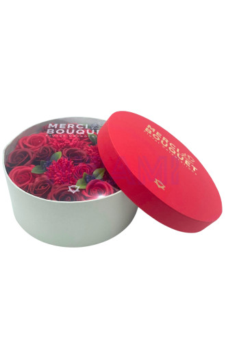 Rosas Rojas Clásicas Caja Regalo Redonda Flores Jabón