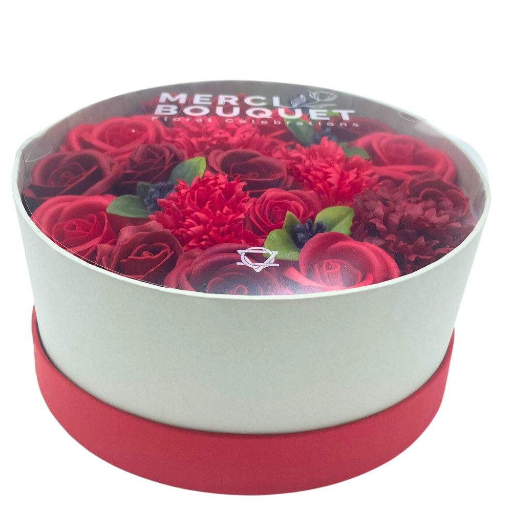 Rosas Rojas Clásicas Caja Regalo Redonda Flores Jabón