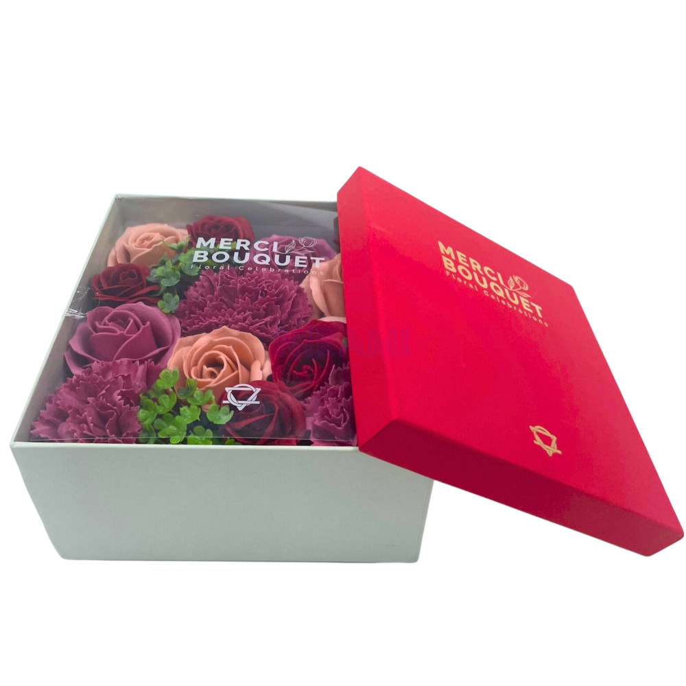 Rosas Vintage Caja Regalo Cuadrada Flores Jabón