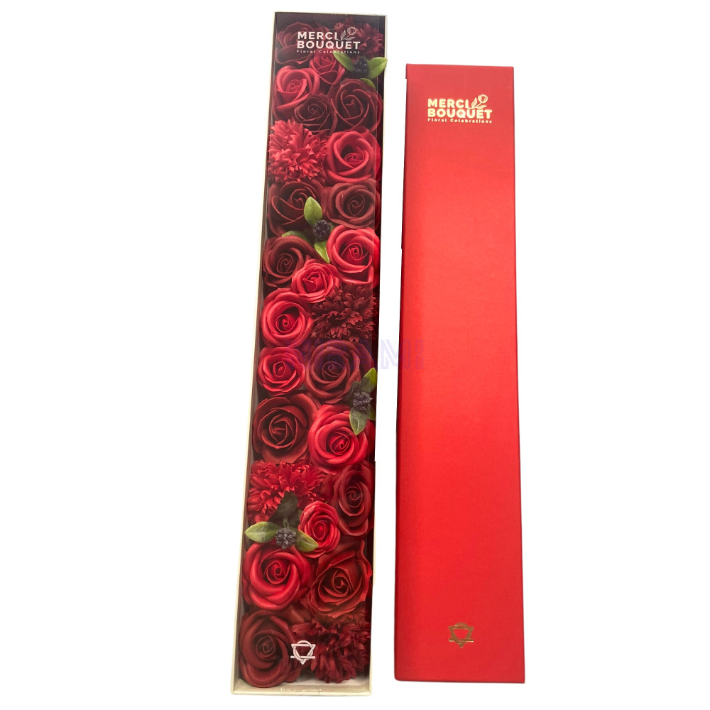 Rosas Rojas Clásicas Caja Regalo Extra Larga Flores Jabón  
