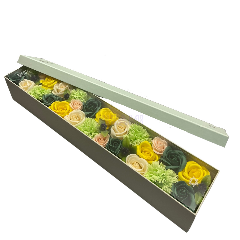 Bendiciones de Boda Blanco y Marfil Caja Regalo Flores Jabón Extralarga