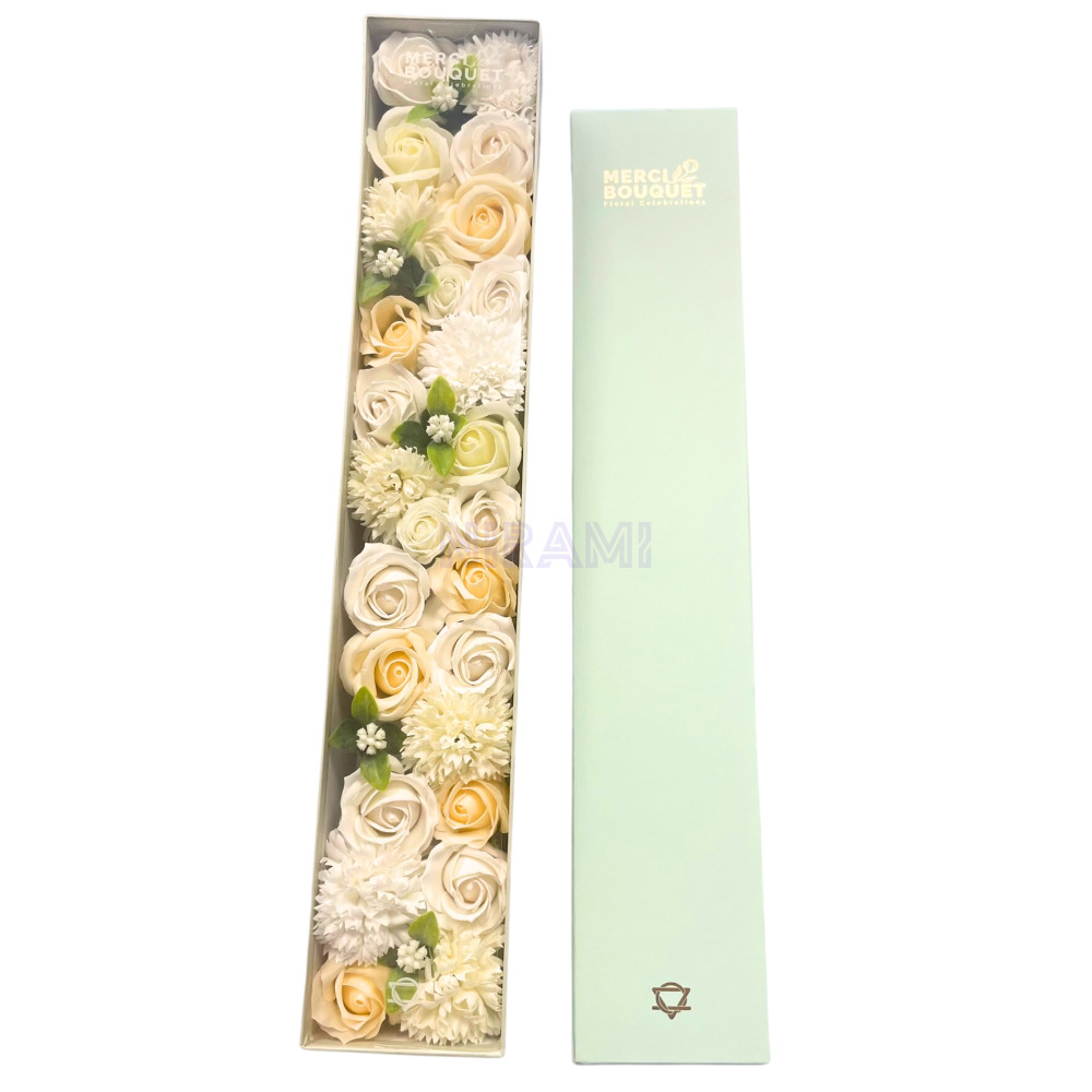 Bendiciones Boda Blanco y Marfil Caja Regalo Flores Jabón Extra Larga