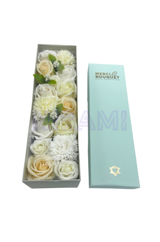 Bendiciones de Boda Blanco y Marfil Caja Regalo Larga Flores Jabón