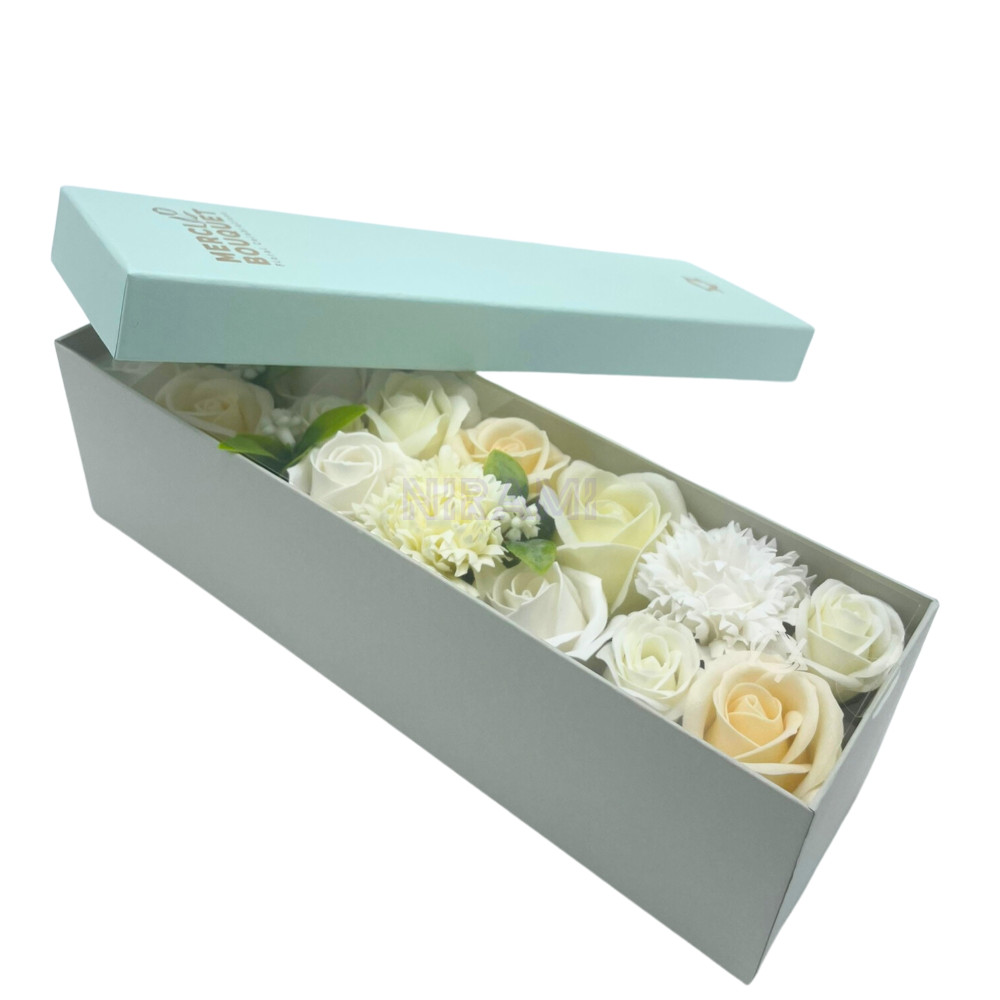 Bendiciones de Boda Blanco y Marfil Caja Regalo Larga Flores Jabón