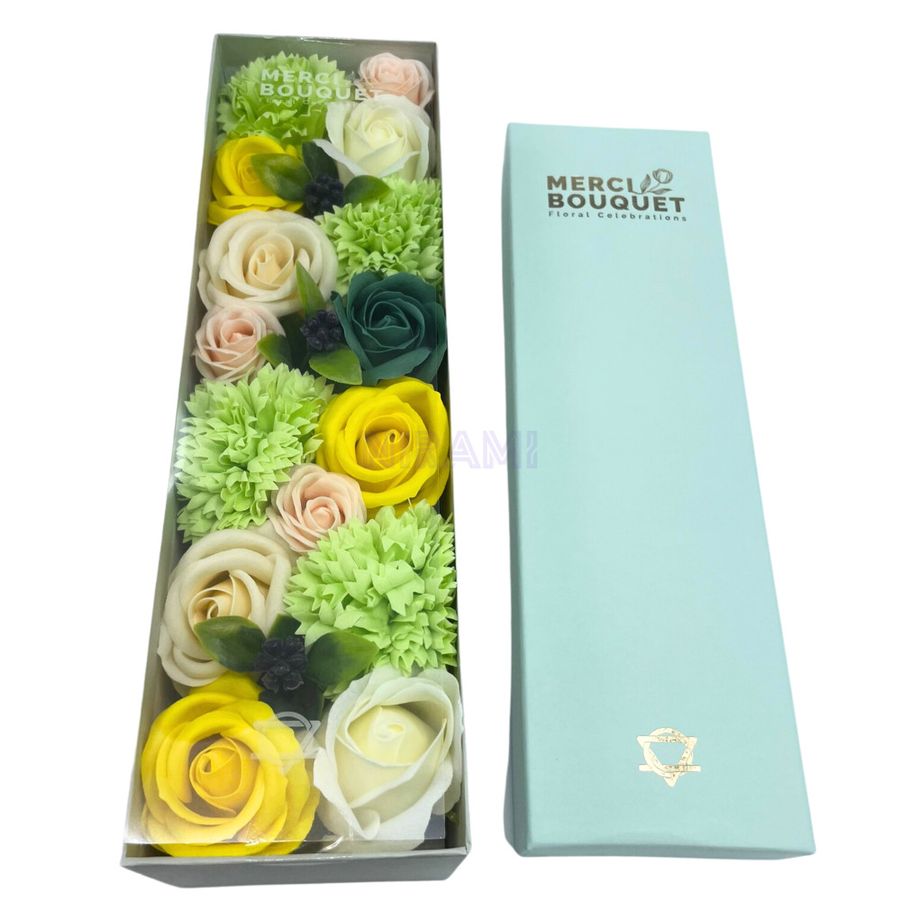 Celebraciones Primavera Amarillo y Verdes Caja Regalo Larga Flores de Jabón
