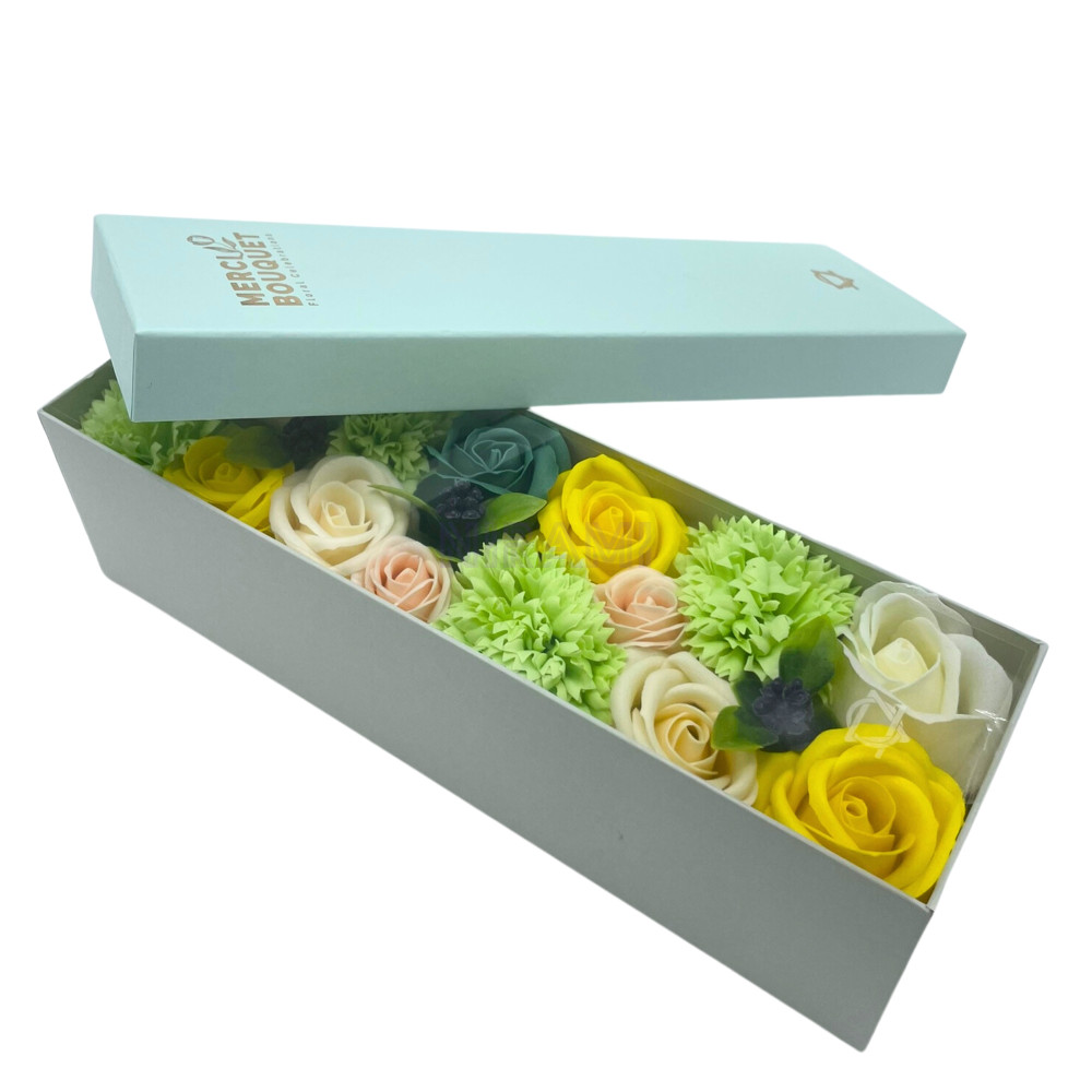 Celebraciones Primavera Amarillo y Verdes Caja Regalo Larga Flores de Jabón