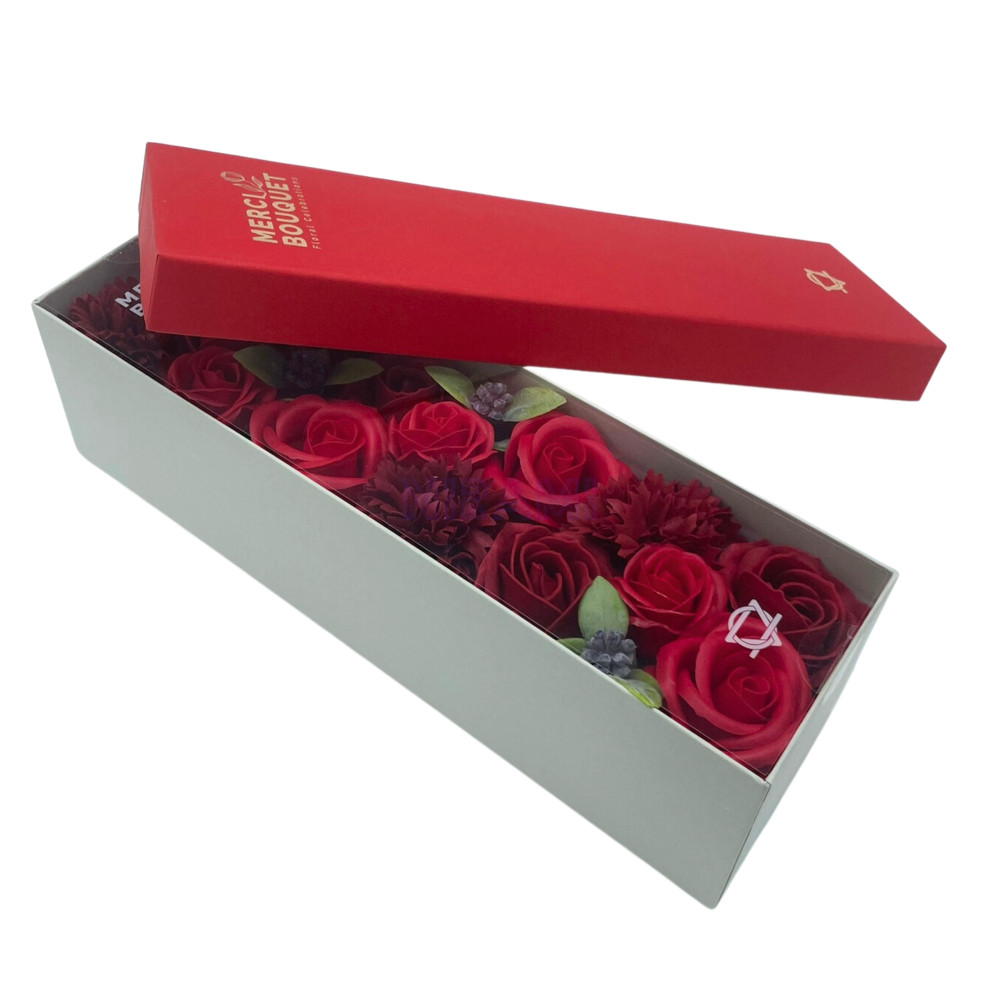 Rosas Rojas Clásicas Caja Regalo Larga Flores Jabón
