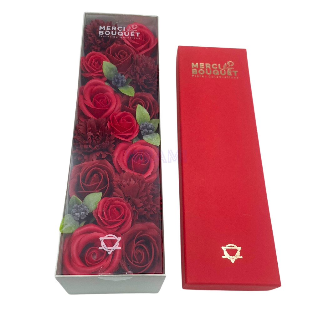 Rosas Rojas Clásicas Caja Regalo Larga Flores Jabón
