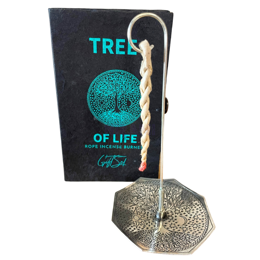 Árbol de la Vida - Set Incienso Cuerda y Porta Incienso Plateado