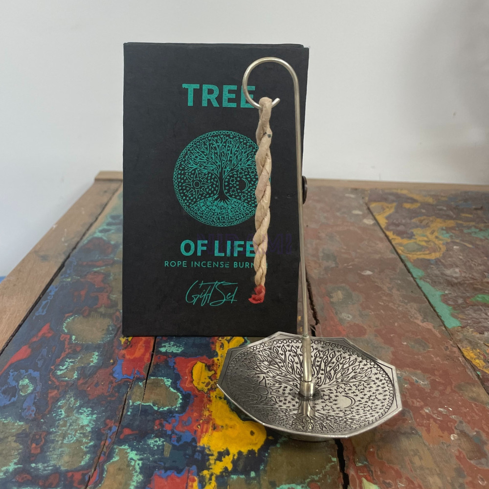 Árbol de la Vida - Set Incienso Cuerda y Porta Incienso Plateado