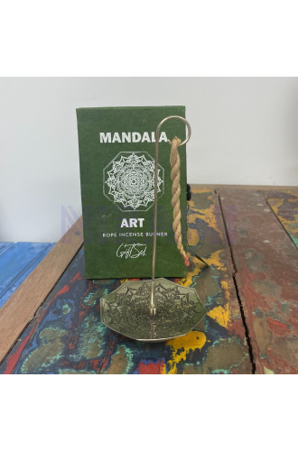 Flor de Mandala - Juego Incienso Cuerda y Porta Incienso Plateado